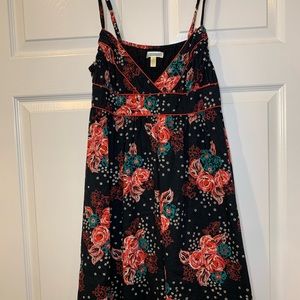 Susina Dress L Womens Black Floral Spaghetti Strap Smocked Back Mini Nordstrom